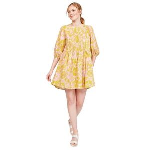 WHIT Floral Pintuck Mini Dress Mod Retro Babydoll Cottagecore Size‎ S
